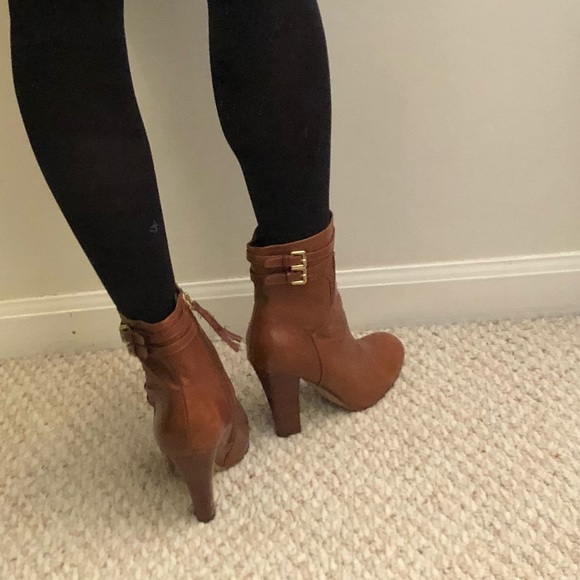 New Cognac Leather Ankle Booties - Picture 6 of 8